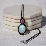 Rainbow Moonstone & Ruby Mystic Duet Necklace